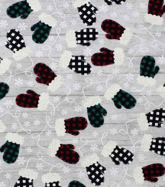 Buffalo Check Mittens Super Snuggle Christmas Flannel Fabric