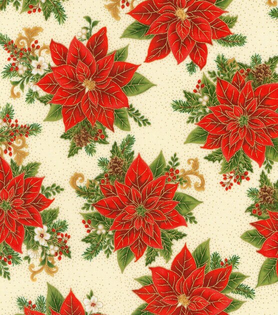 Robert Kaufman Flower & Dot Christmas Cotton Fabric