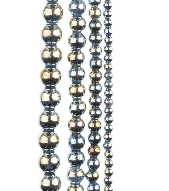 7" Silver & Gold Round Glass Bead Strands 4ct by hildie & jo, , hi-res, image 2