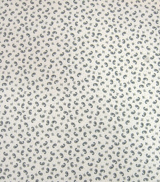 Gray Paisley on White Quilt Cotton Fabric by Keepsake Calico, , hi-res, image 1