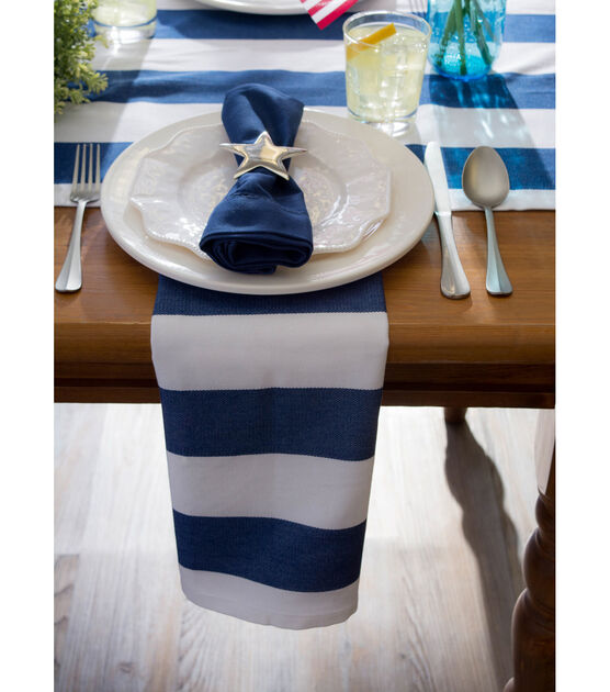 Design Imports Nautical Blue Cabana Outdoor Table Runner, , hi-res, image 5