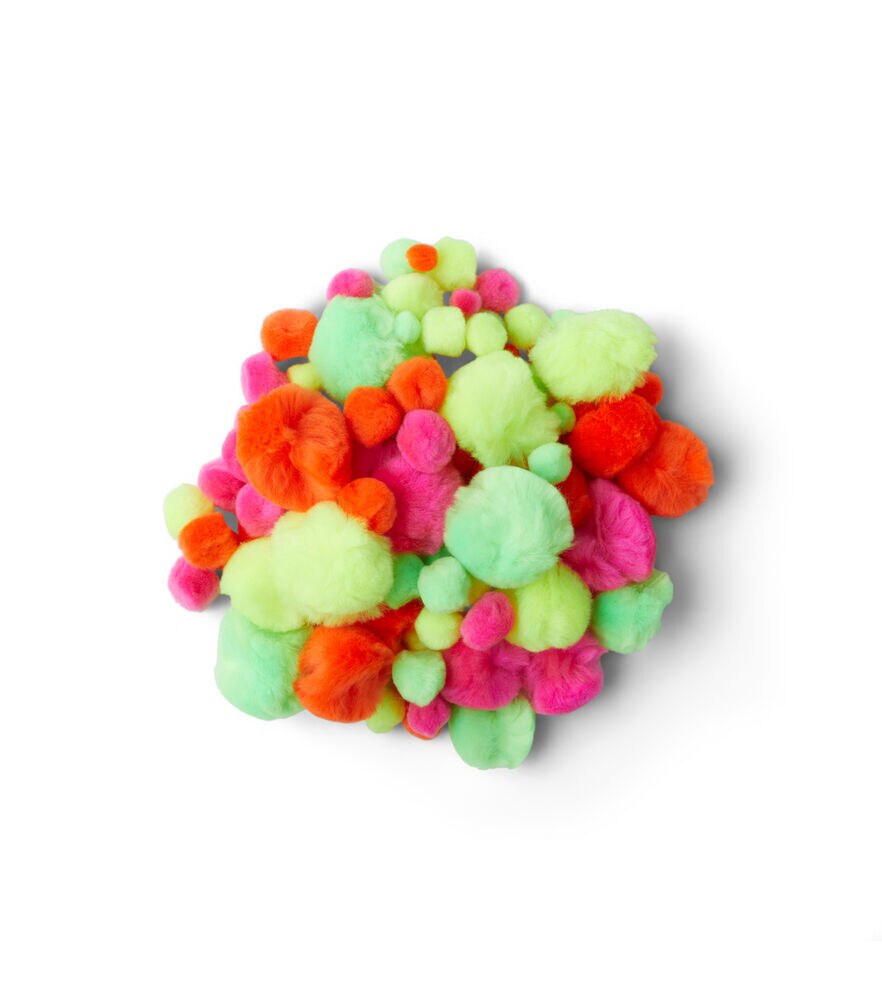 100ct Multicolor Assorted Pom Poms by POP!, Neon, swatch, image 4