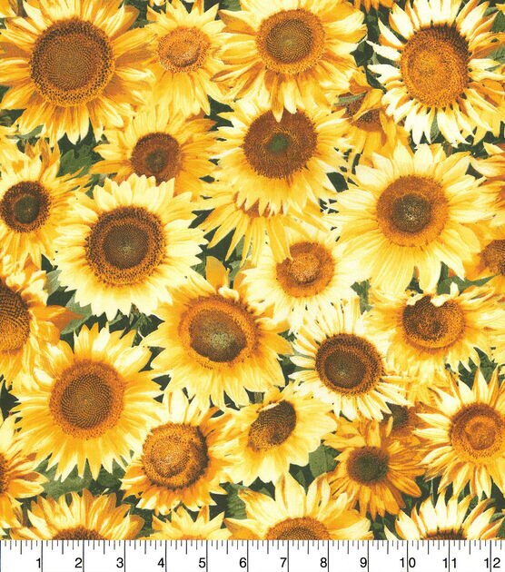 Fabric Traditions Photo Real Sunflowers Cotton Fabric by Keepsake Calico, , hi-res, image 2