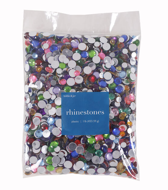 1lb Multicolor Assorted Round Plastic Rhinestones by hildie & jo