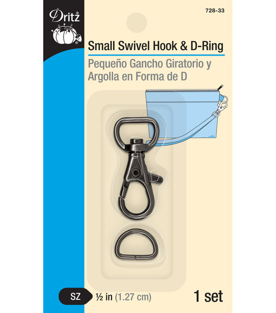 Dritz 1/2" Small Swivel Hook & D-Ring, Gunmetal