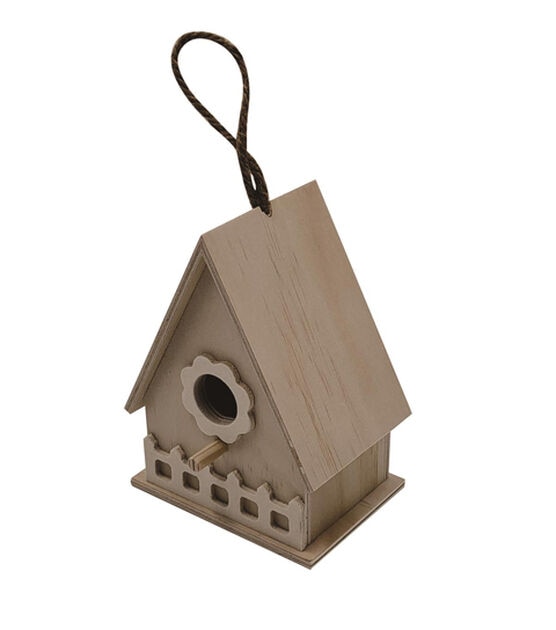 5" Unfinished Wood Birdhouse With Fence by Park Lane