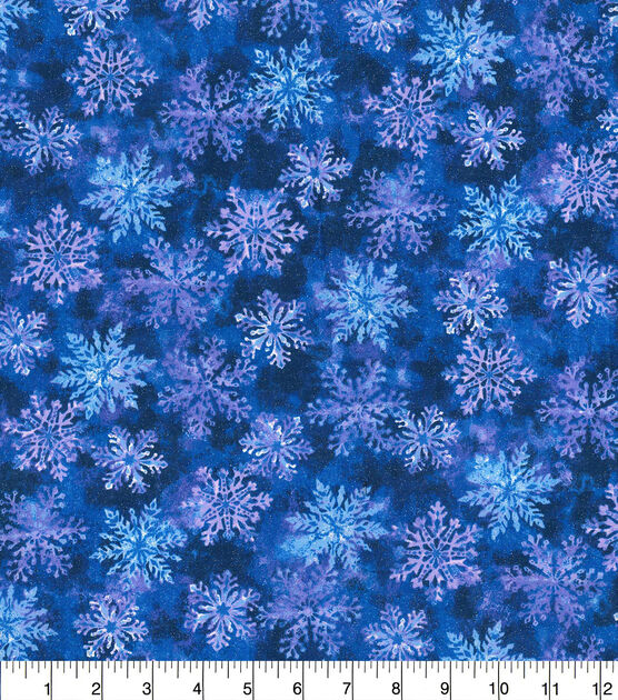 Fabric Traditions Blue Snowflakes Christmas Glitter Cotton Fabric, , hi-res, image 2