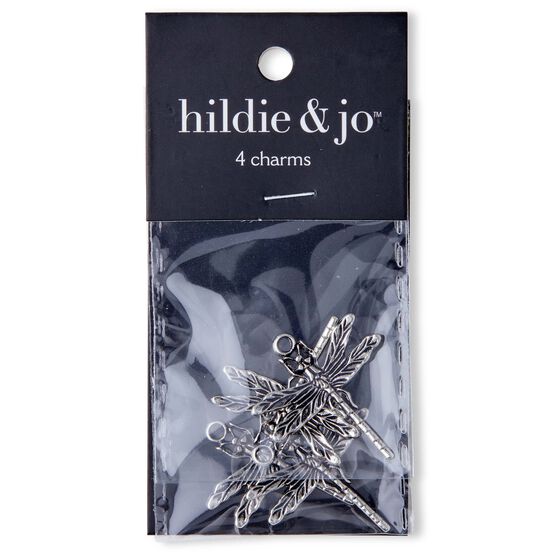 4pk Silver Metal Dragonfly Charms by hildie & jo