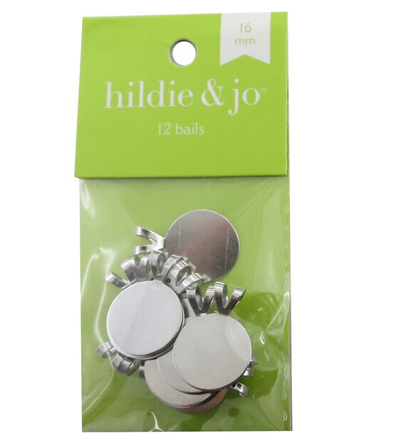 16mm Silver Round Metal Glue on Pad Bails 12ct by hildie & jo