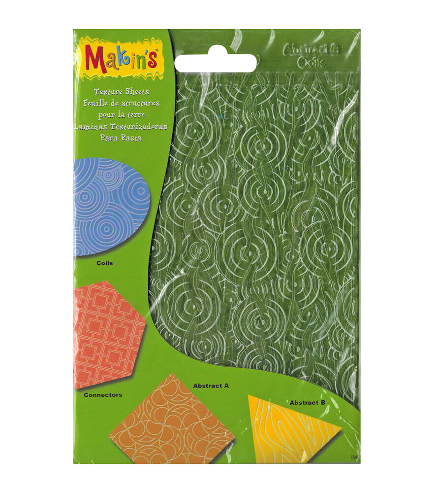 Makin's Clay Texture Sheets 7X5.5 4-pkg-set H (Coils, Connectors & Abstracts)