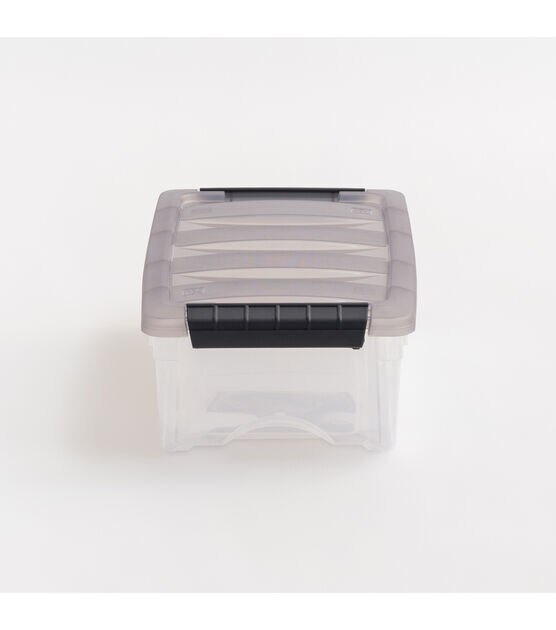 IRIS Stack & Pull Clear Plastic Storage Boxes with Gray Lid