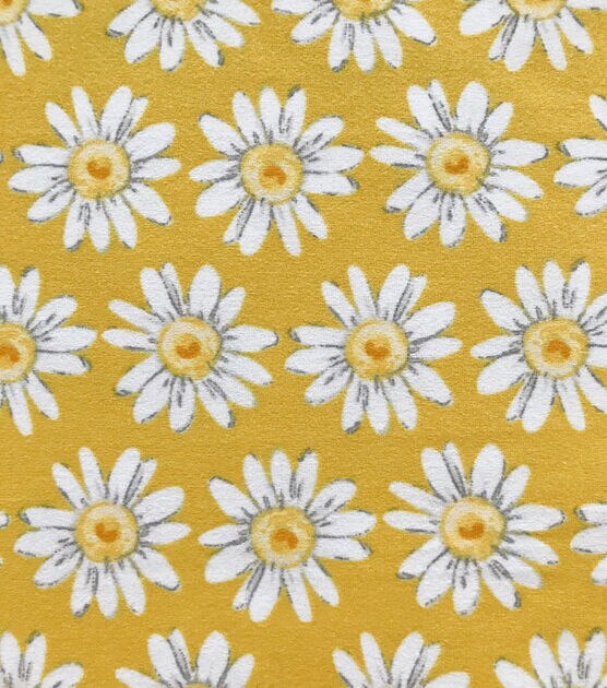 Yellow Daisy Jersey Knit Fabric, , hi-res, image 3