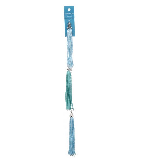 13" Turquoise Glass Tassel Strung Beads by hildie & jo