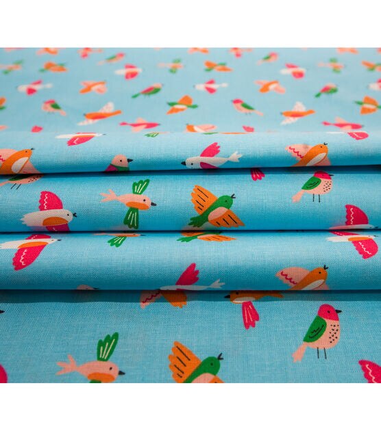 POP! Flying Birds On Blue Novelty Cotton Fabric, , hi-res, image 3