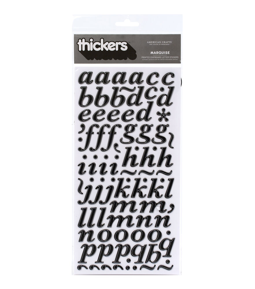 American Crafts Thickers Chipboard Stickers Marquise Alpha, Marquise Alpha & Black, swatch