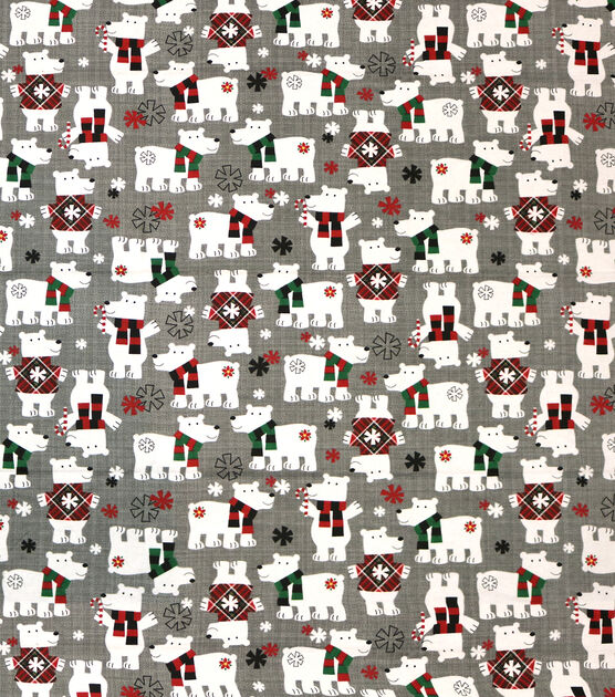 Polar Bears in Sweaters Super Snuggle Christmas Flannel Fabric, , hi-res, image 2