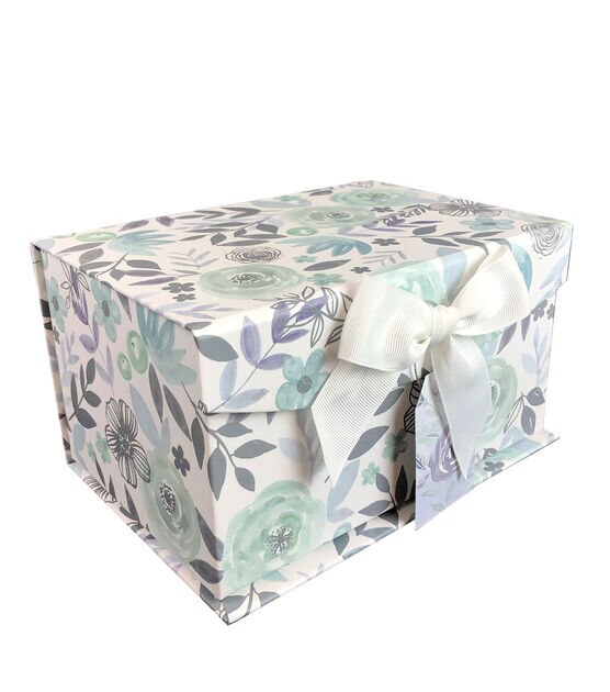8" Monochrome Floral Fliptop Box With Bow