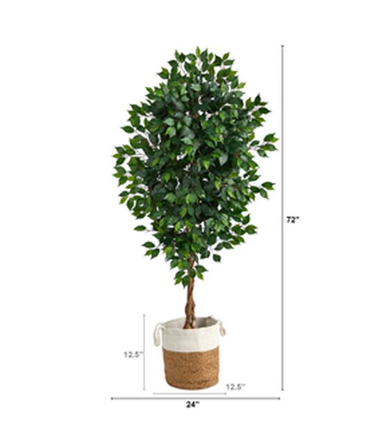 Nearly Natural 6ft. Ficus Artificial Tree Natural Jute Cotton Planter, , hi-res, image 2