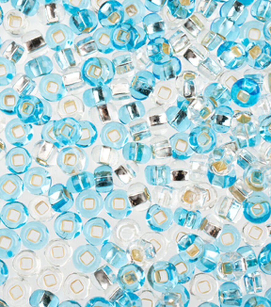 John Bead Czech Glass Beads 24G 6/0, Aqua & Diamond, swatch, image 21