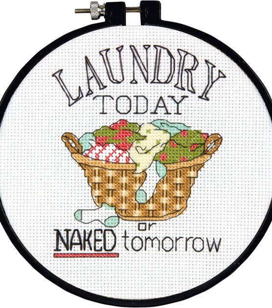 Dimensions 6" Laundry Today Round Counted Cross Stitch Kit
