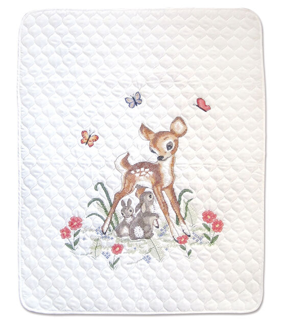 Janlynn 34" x 43" Baby Deer Quilt Stamped Cross Stitch Kit