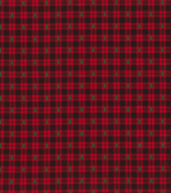 Fabric Traditions Red Plaid & Trees Christmas Cotton Fabric, , hi-res, image 2
