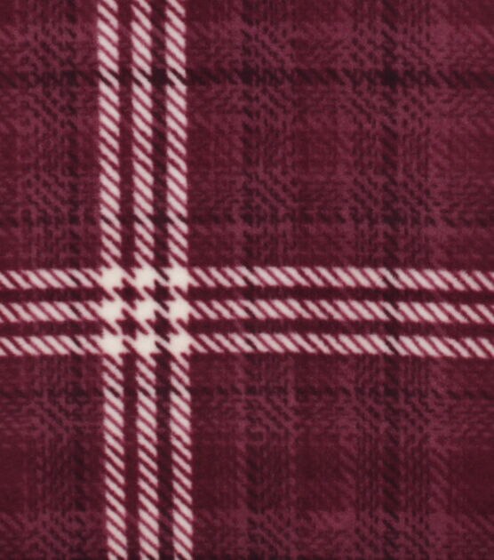 Burgundy Sweater Plaid Anti Pill Fleece Fabric