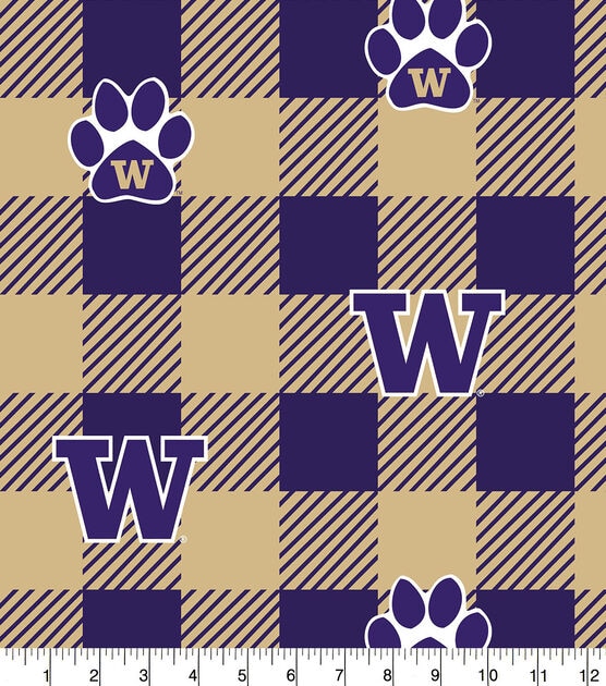 Washington Huskies Fleece Fabric Buffalo Check