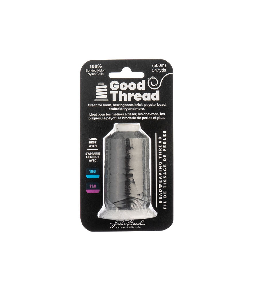 Good Thread 500M Spool Beadweaving Thread Bonded Nylon, Black, swatch