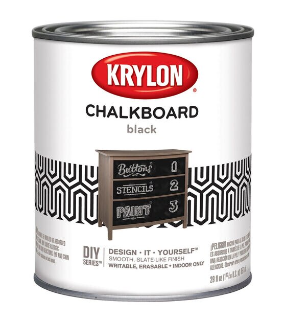 Krylon Chalkboard Paint Brush-On, Black, 1 Quart, Size: 1 qt