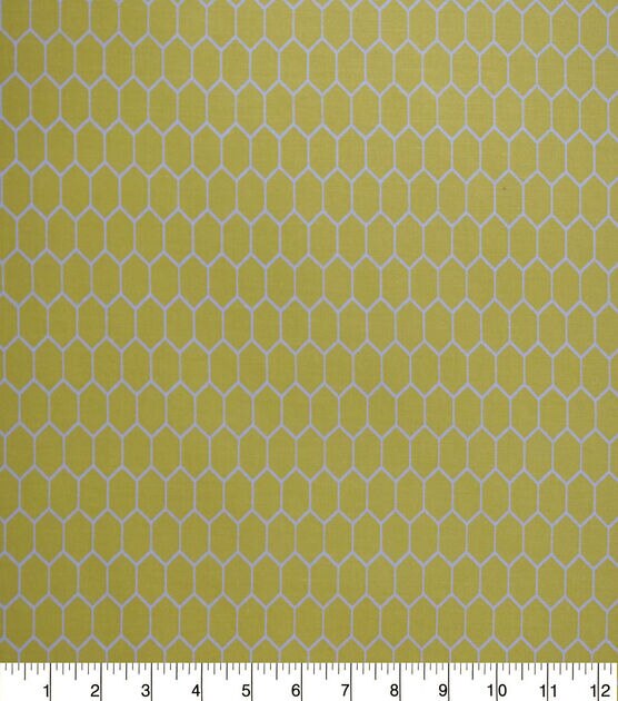 White Honeycomb on Yellow Quilt Cotton Fabric by Quilter's Showcase, , hi-res, image 1