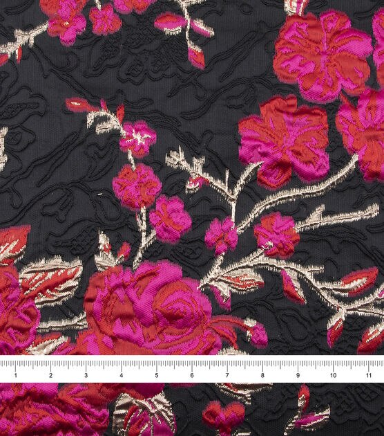 Yaya Han Cosplay Black Pink Floral Brocade Fabric, , hi-res, image 3