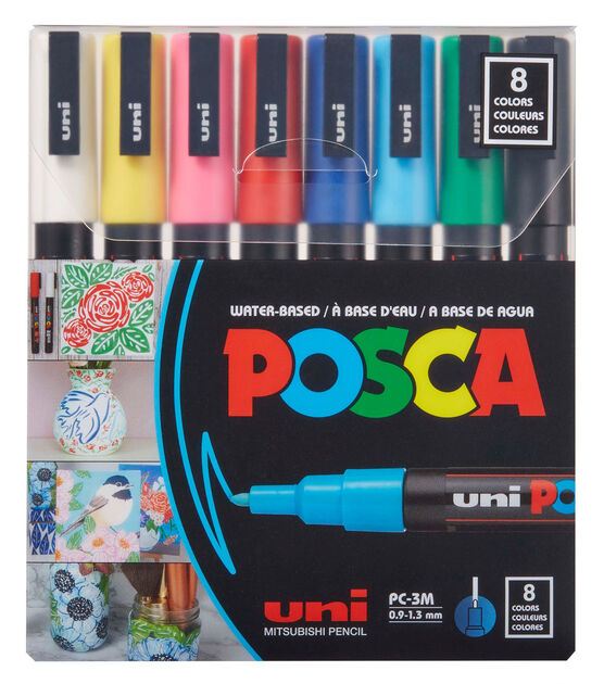 Uni Posca Set of 16 Colors PC-5M Paint Pens, 1.8-2.5mm Medium Point Paint  Markers for Rock Painting, Fabric, Glass and Graffiti