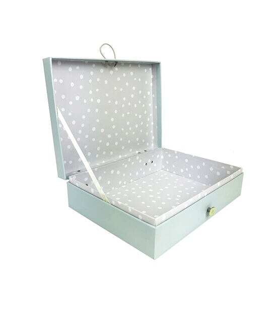 10" Light Teal Rectangle Box With Button Closure, , hi-res, image 2