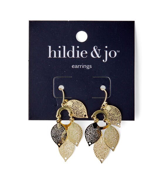 Gold Multi Leaf Dangle Earrings by hildie & jo