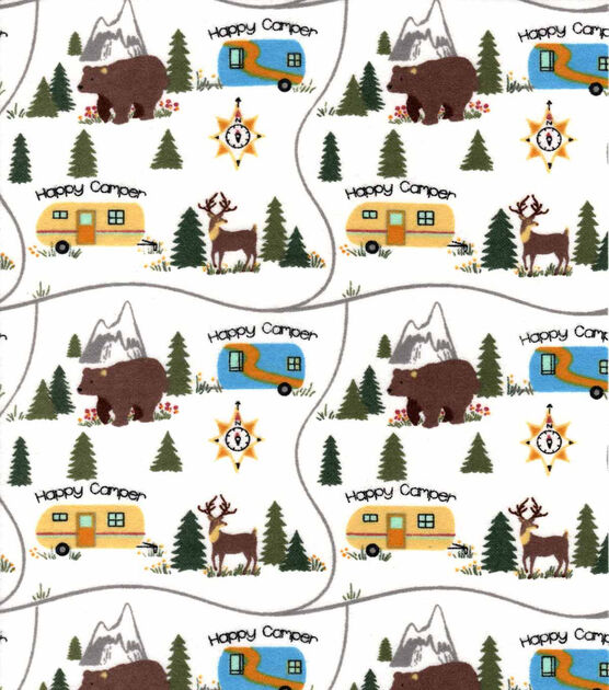 Camping Words Nursery Flannel Fabric