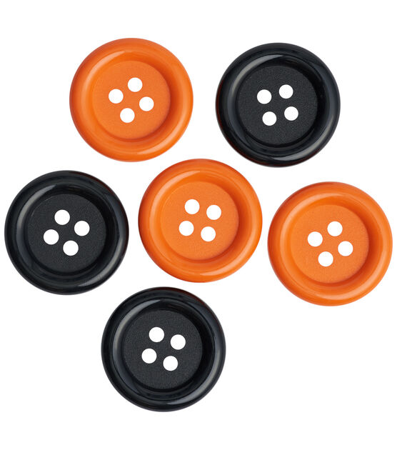 Favorite Findings 1 3/8" Black & Orange 4 Hole Buttons 6ct, , hi-res, image 3
