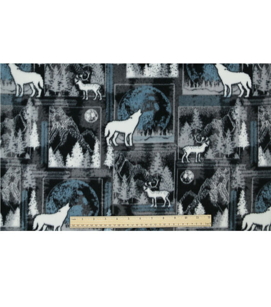 Wolves & Moon Patch Anti Pill Fleece Fabric, , hi-res, image 4
