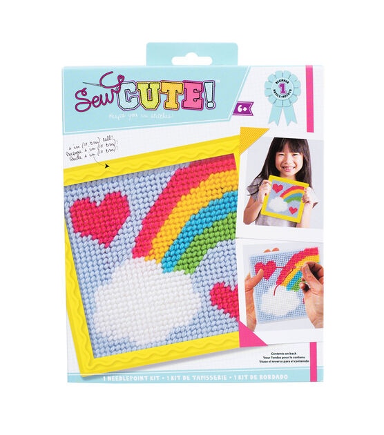 American Crafts 6" x 6" Learn To Sew Rainbow Needlepoint Kit 12pc