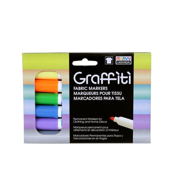 Marvy Uchida 6 Pack Graffiti Fabric Markers