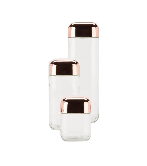 Honey Can Do 3pc Glass Storage Jar Set with Copper Lids, , hi-res, image 5