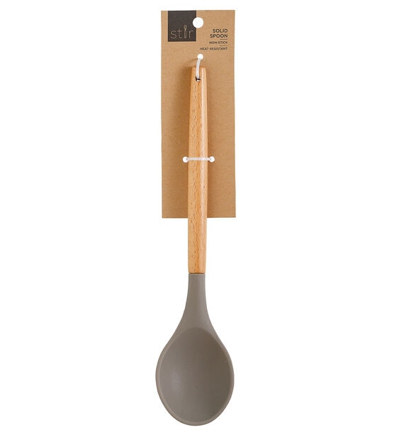 Gray Silicone & Wood Spoon by STIR