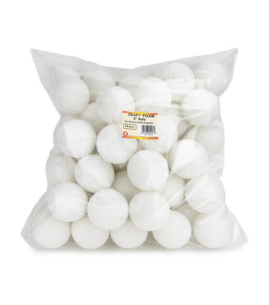 Hygloss 3" White Foam Balls 50pc