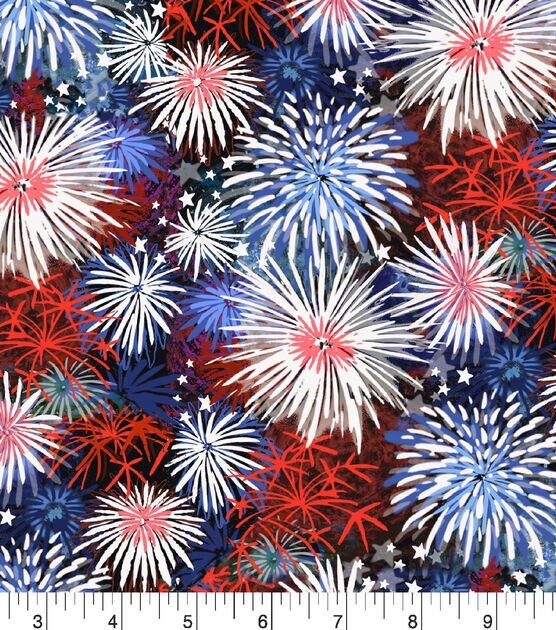 Springs Creative Patriotic Fireworks Cotton Fabric, , hi-res, image 2