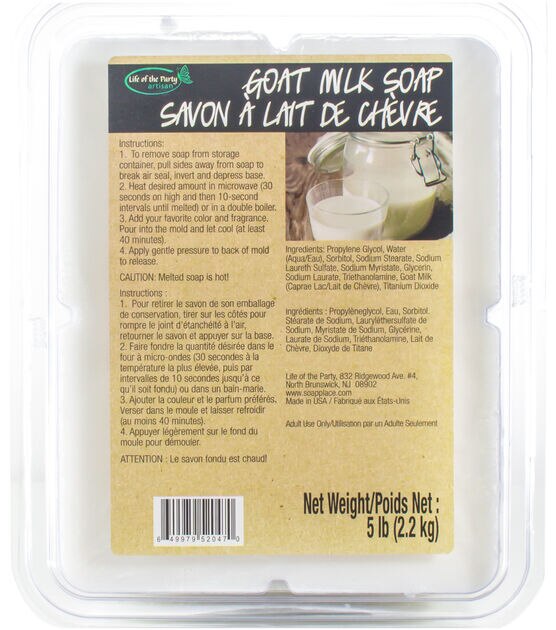 25 Lb Melt & Pour Glycerine Soap Base with Goat's Milk Premium Best