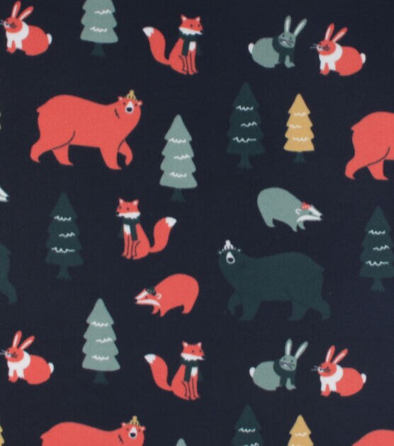 Blizzard Prints Winter Woodland Animals Fleece Fabric