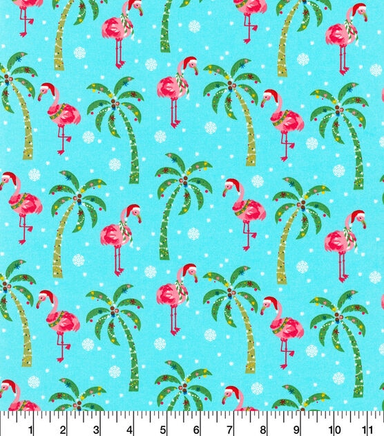 Robert Kaufman Tree & Flamingo Jingle Christmas Cotton Fabric, , hi-res, image 2