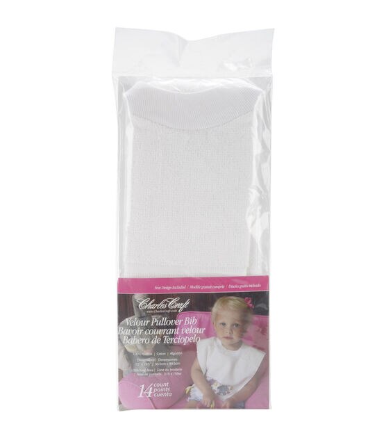 Charles Craft 12" x 11" Blank White Velour Toddler Bib Embroidery Fabric