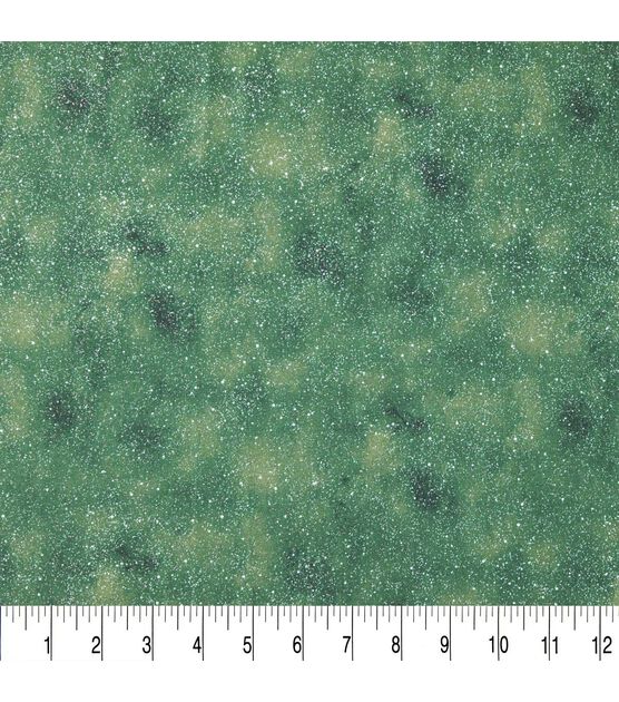 Glitter Green Sky Scene With Snow Christmas Cotton Fabric, , hi-res, image 3