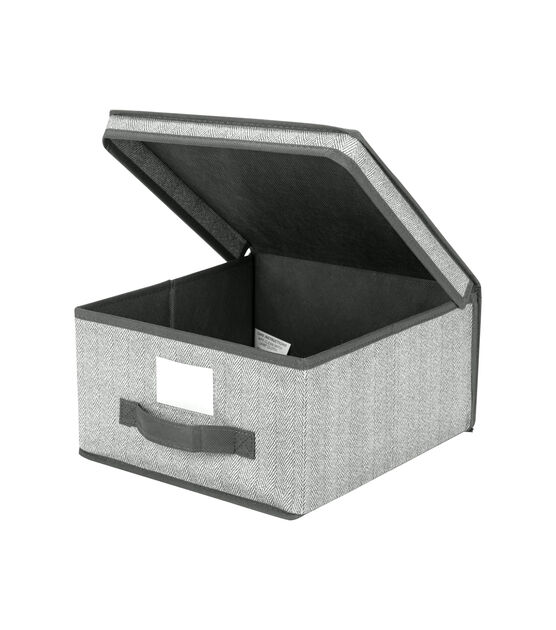 Simplify 12" Gray Storage Box With Handle, , hi-res, image 6